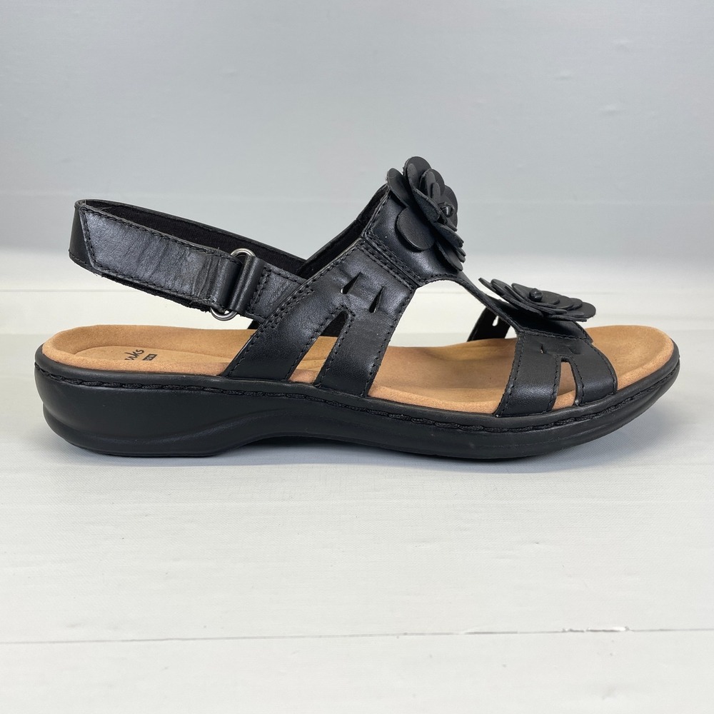 Clarks Leisa Claytin Slingback Sandals Womens Size 9 M Black Leather Shoes